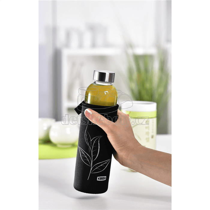 Xavax skleněná lahev na nápoje, 500 ml, se sítkem a neoprenovým obalem - náhled 5