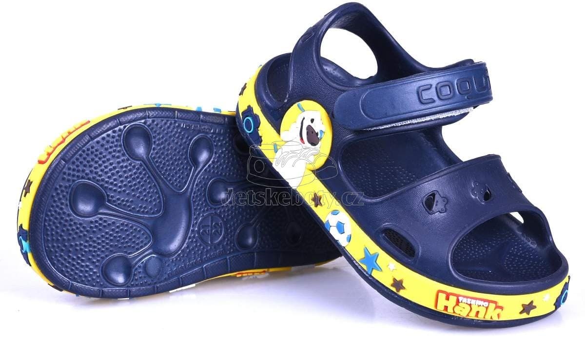 Dětské plážovky Coqui 8851 Navy/Yellow Velikost: 21-22 - náhled 3