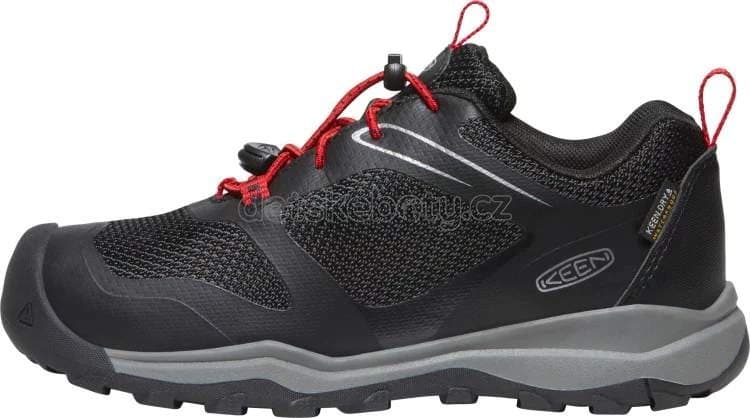 Dětské celoroční boty Keen WANDURO LOW WP YOUTH black/ribbon red Velikost: 32-33 - náhled 2