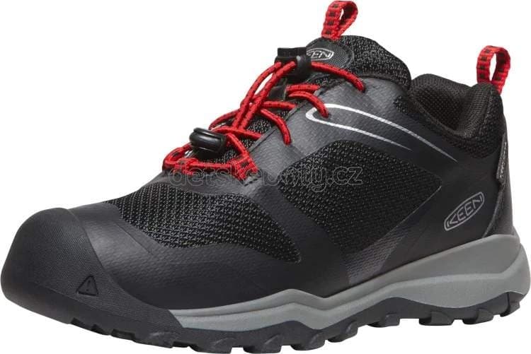 Dětské celoroční boty Keen WANDURO LOW WP YOUTH black/ribbon red Velikost: 32-33 - náhled 3