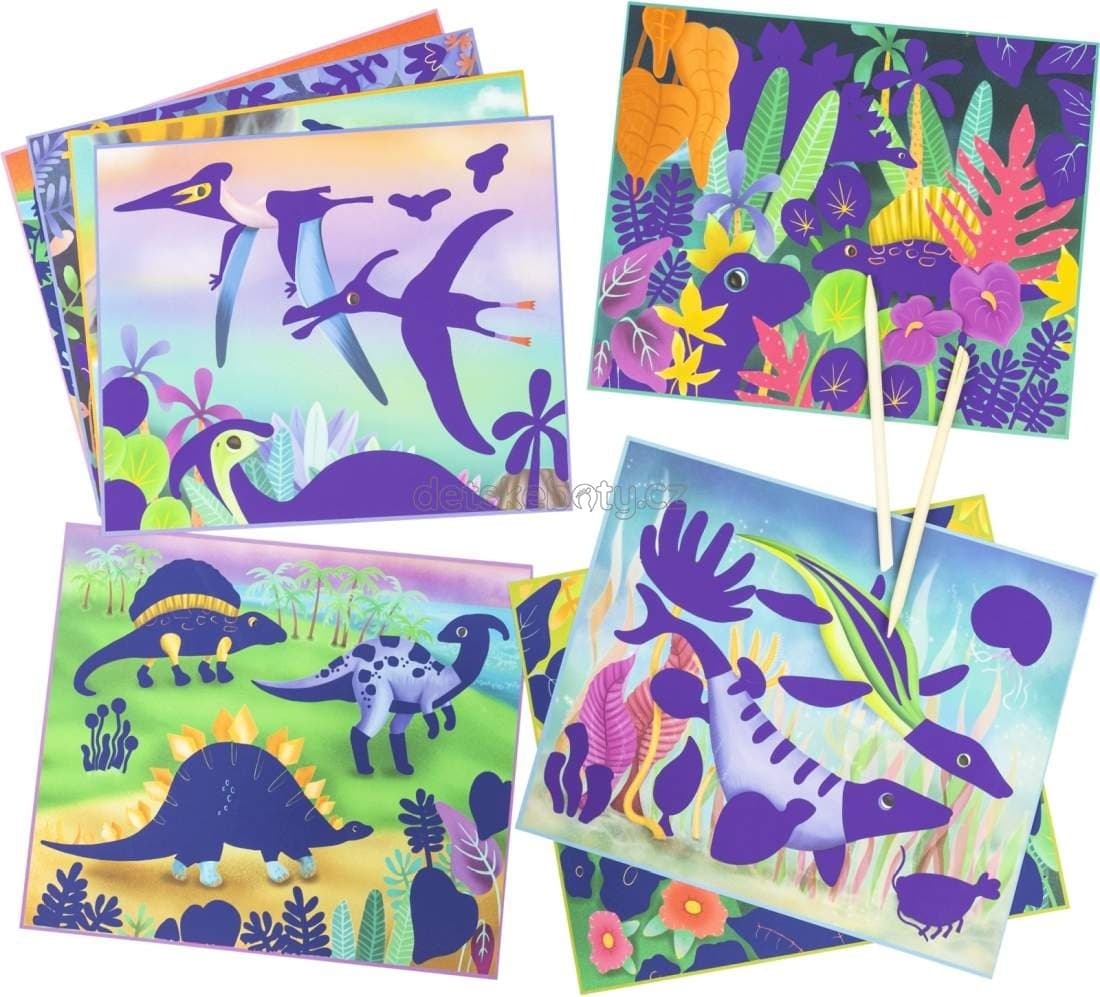 Vyškrabávací omalovánky Tiger Tribe Scratch Art - Dinosaurs - náhled 4
