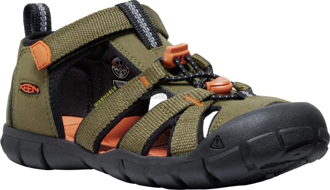 Dětské sandály Keen Seacamp II CNX youth dark olive/gold flame Velikost: 36 - náhled 1