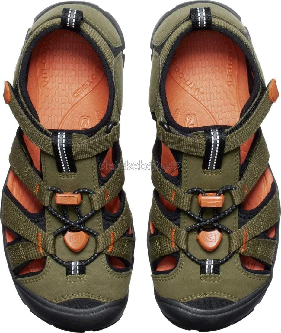 Dětské sandály Keen Seacamp II CNX youth dark olive/gold flame Velikost: 36 - náhled 2