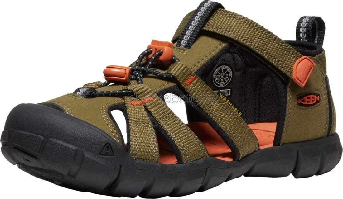 Dětské sandály Keen Seacamp II CNX youth dark olive/gold flame Velikost: 36 - náhled 4