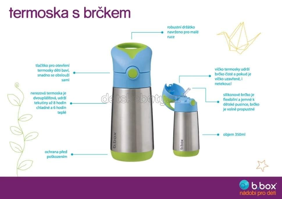 b.box 500707 Termoska na pití s brčkem 350 ml - emerald forest - náhled 3