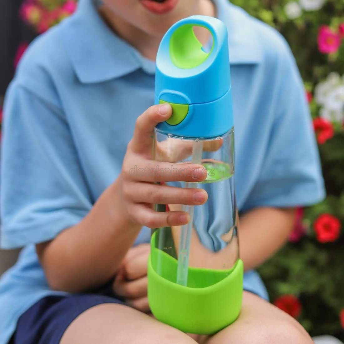 b.box 220 Lahev na pití s brčkem 600 ml - modrá/zelená - náhled 2