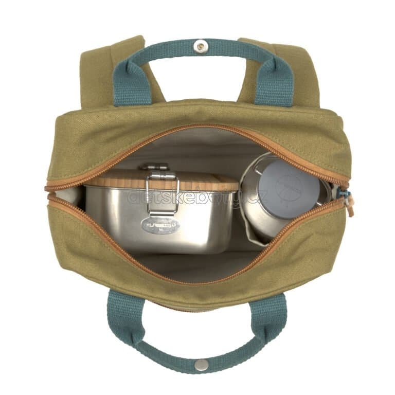 Green Label Little One & Me Square Backpack Small Gots olive - náhled 3