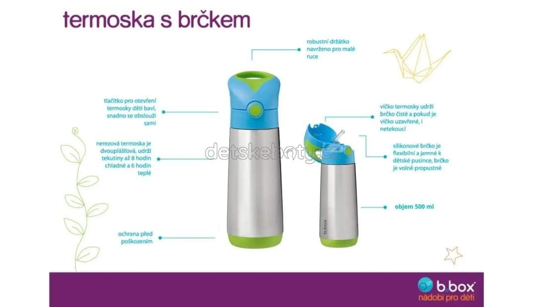 b.box 500134 Termoska na pití s brčkem 500 ml - růžová/oranžová - náhled 3