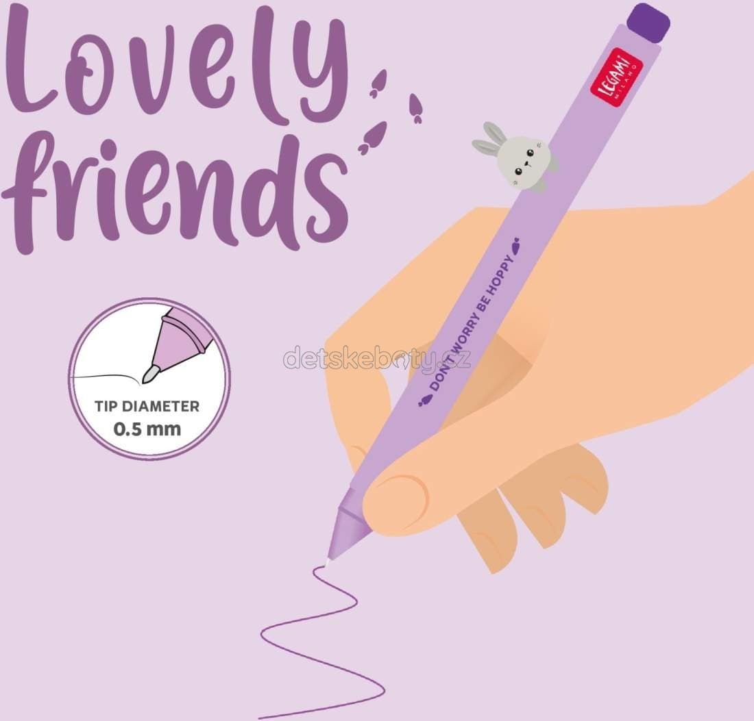 Gelové pero Legami Gel Pen With Animal Decoration - Lovely Friends - Bunny - náhled 3