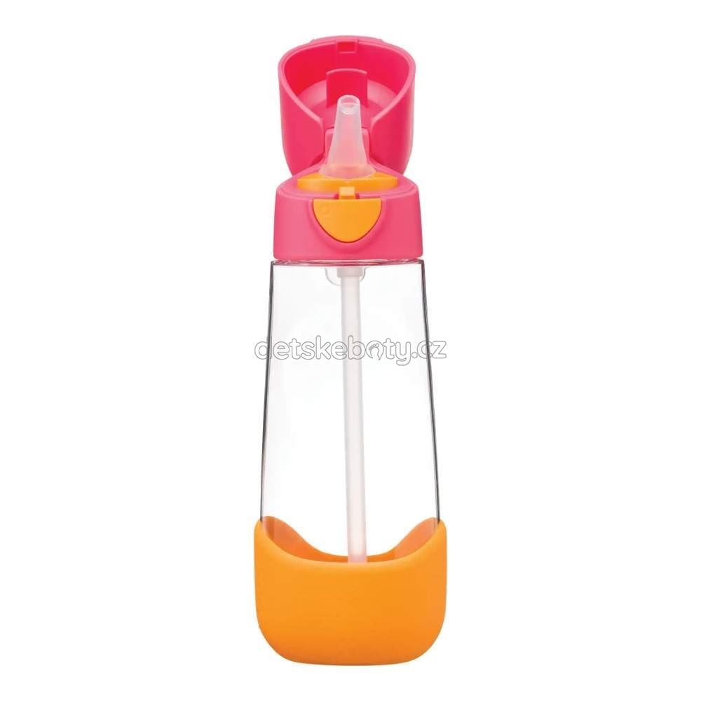 b.box 221 Lahev na pití s brčkem 600 ml - růžová/oranžová - náhled 3