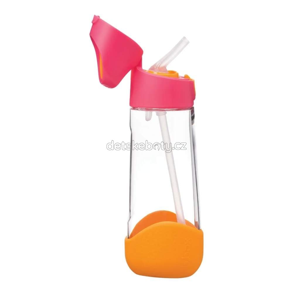 b.box 221 Lahev na pití s brčkem 600 ml - růžová/oranžová - náhled 4