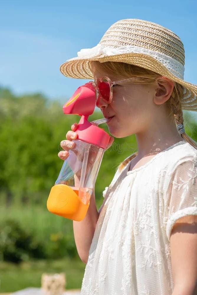 b.box 221 Lahev na pití s brčkem 600 ml - růžová/oranžová - náhled 5