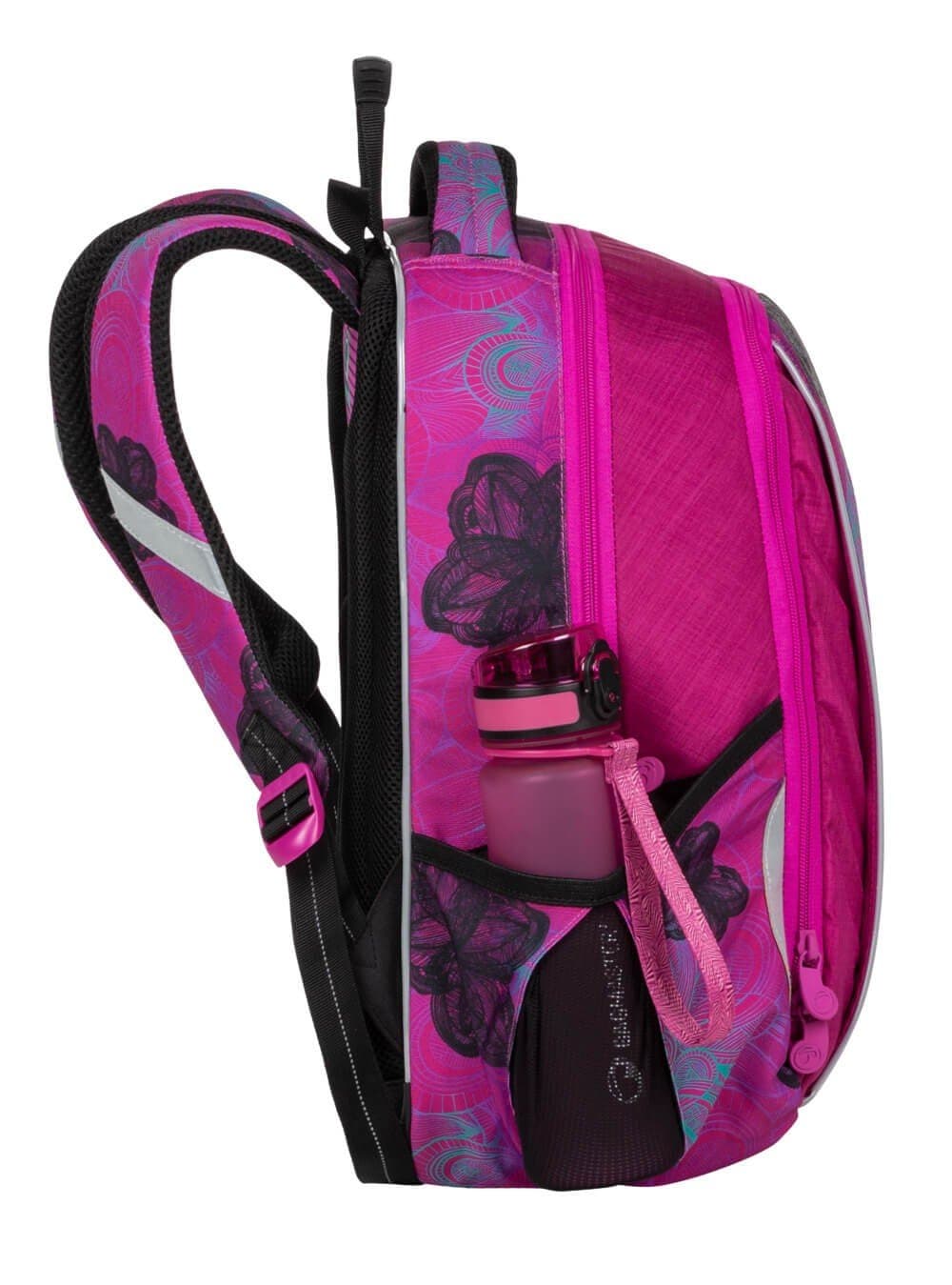 Bagmaster MARK 20 A školní dvoukomorový batoh - květiny - náhled 4