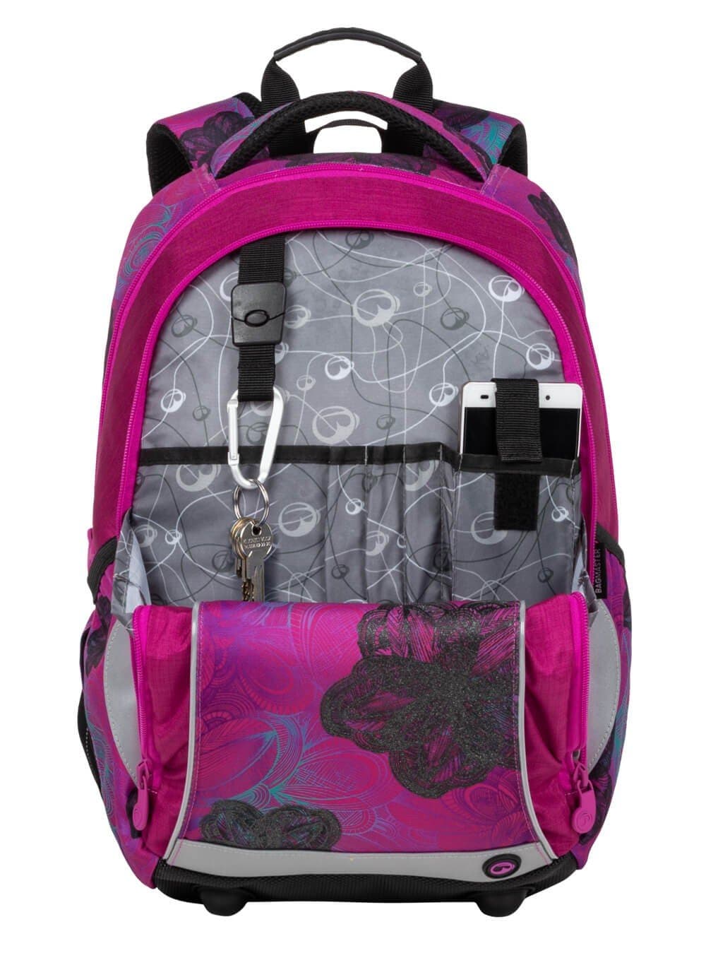 Bagmaster MARK 20 A školní dvoukomorový batoh - květiny - náhled 5