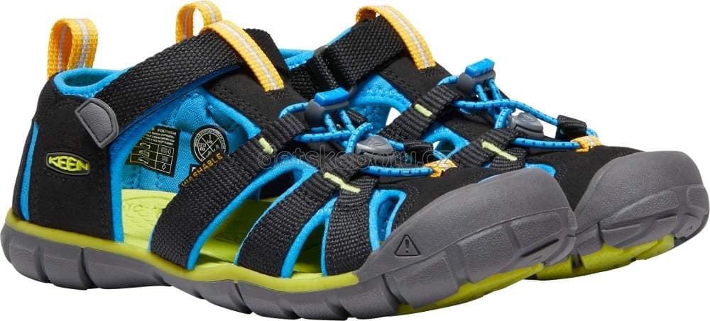Dětské sandály Keen Seacamp II CNX youth black/brilliant blue Velikost: 38 - náhled 2