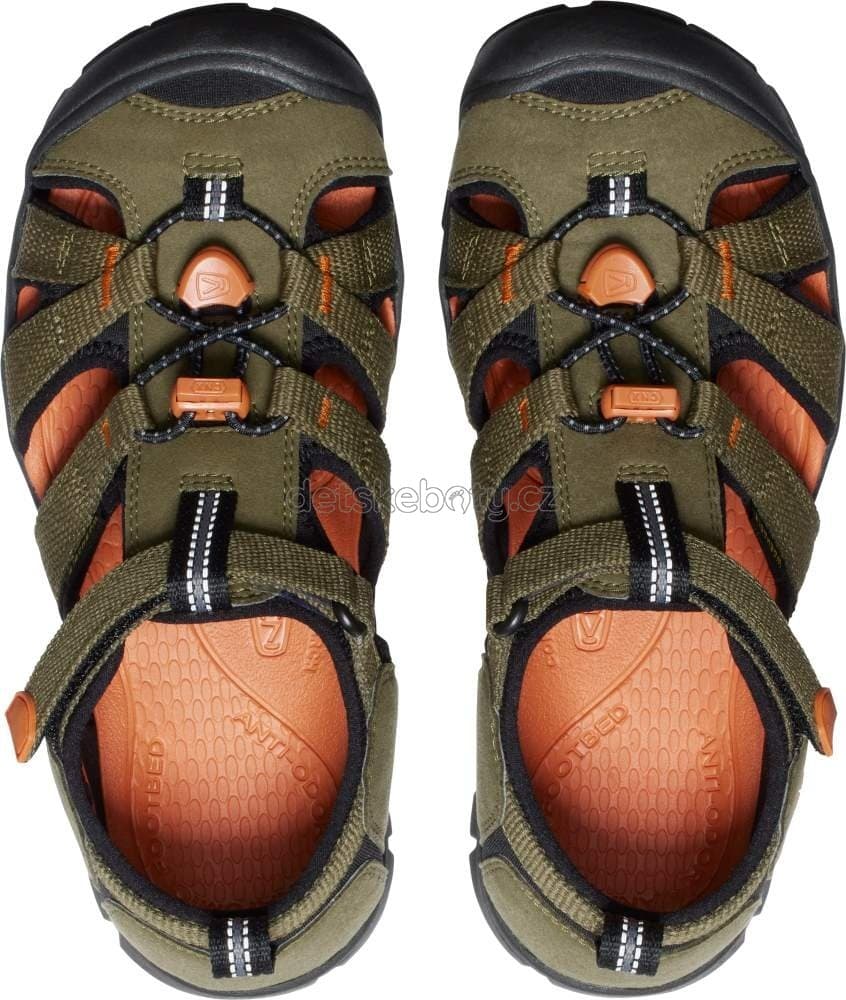 Dětské sandály Keen Seacamp II CNX youth dark olive/gold flame Velikost: 34 - náhled 3