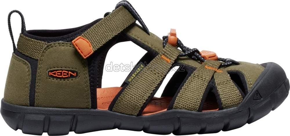Dětské sandály Keen Seacamp II CNX youth dark olive/gold flame Velikost: 34 - náhled 4