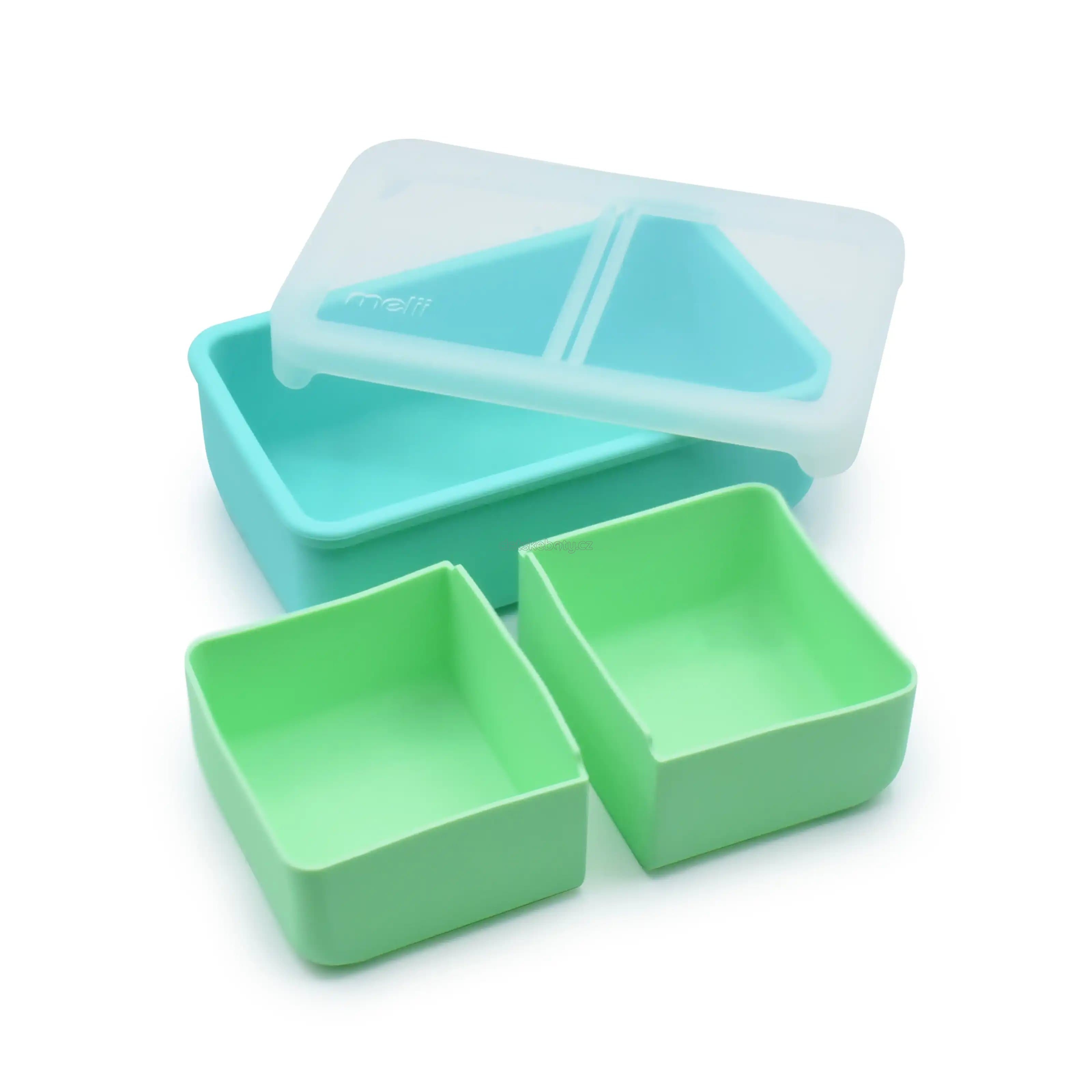 Silikonový bento box na svačinu 700 ml - modrý/mátový - náhled 1