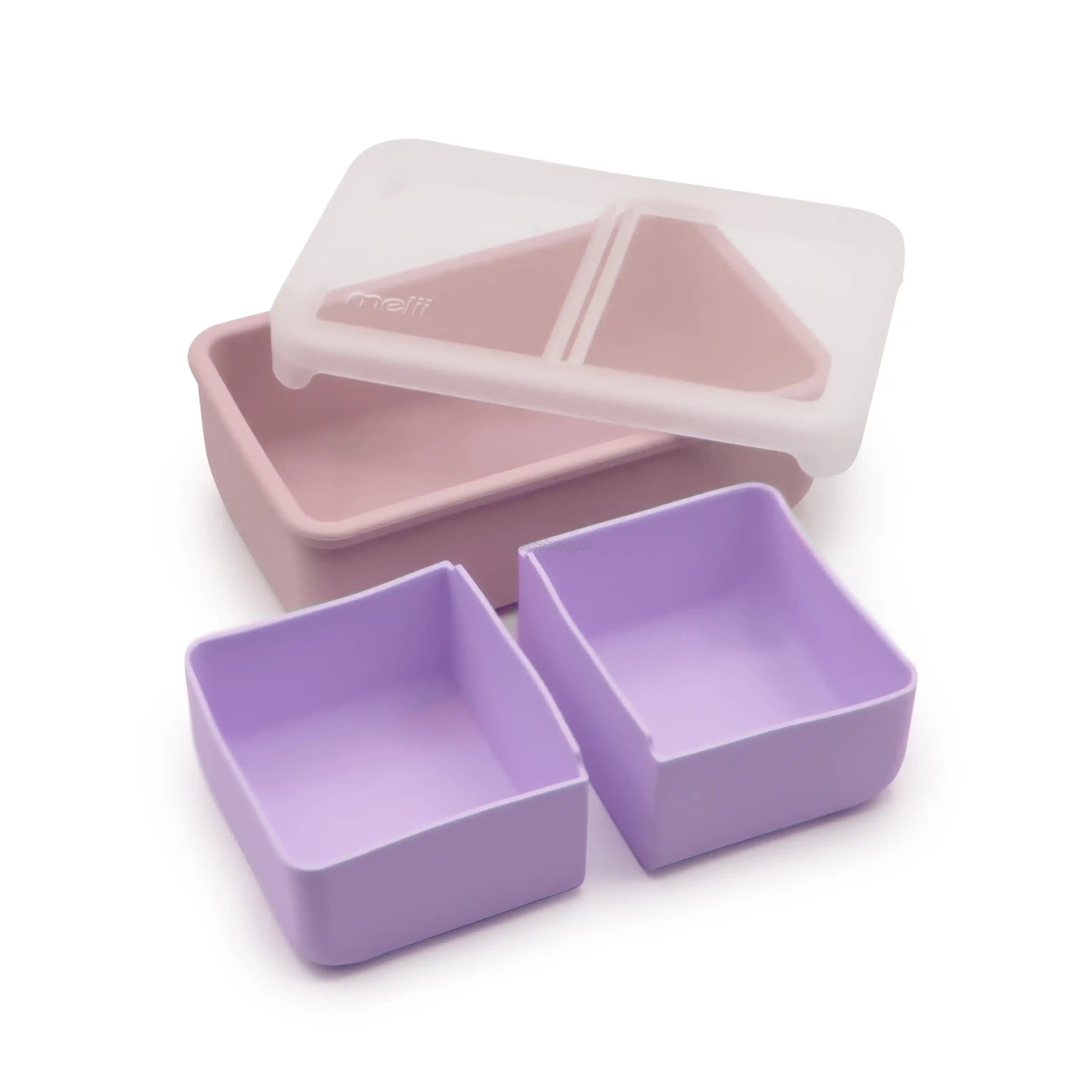 Silikonový bento box na svačinu 700 ml - růžový/fialový - náhled 1