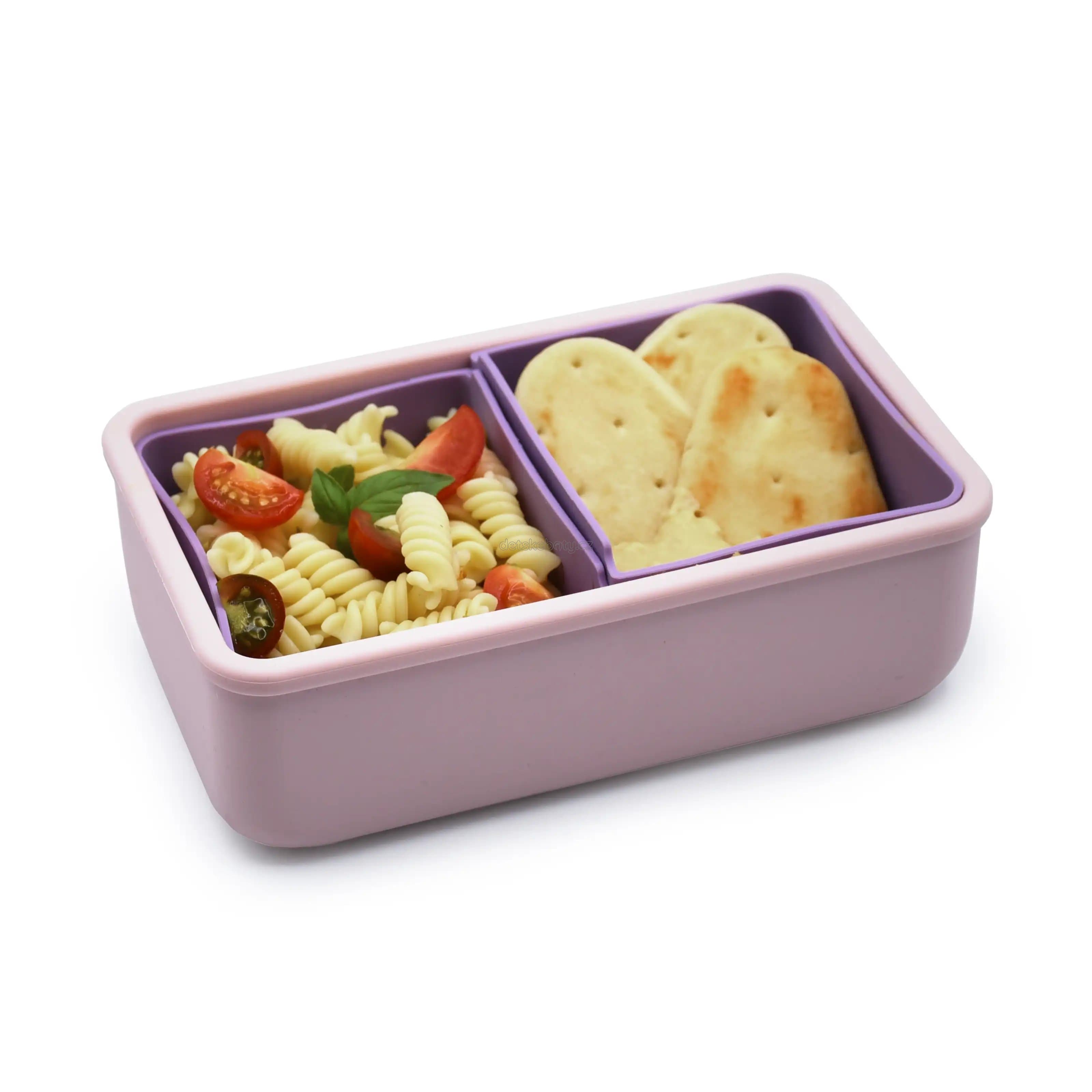 Silikonový bento box na svačinu 700 ml - růžový/fialový - náhled 2