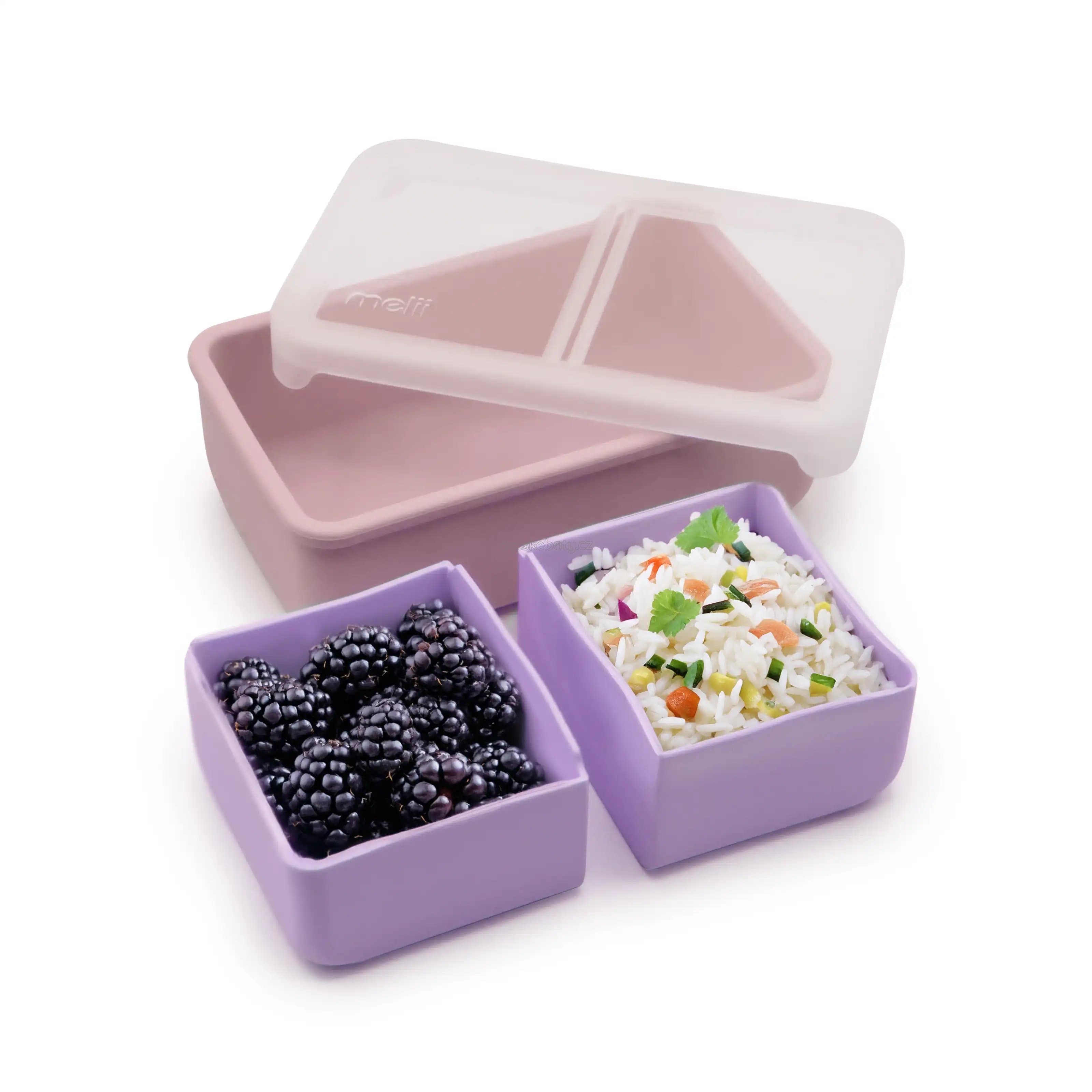 Silikonový bento box na svačinu 700 ml - růžový/fialový - náhled 3