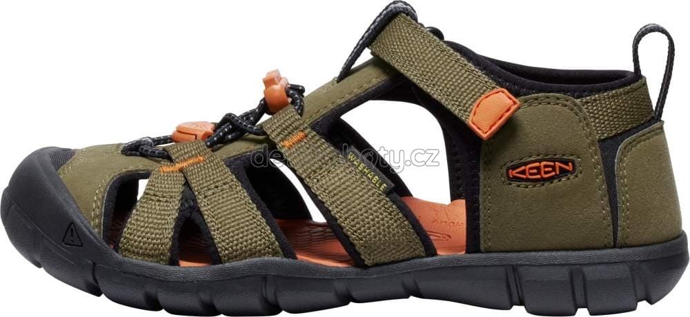 Dětské sandály Keen  Seacamp II CNX children dark olive/gold flame Velikost: 30 - náhled 4