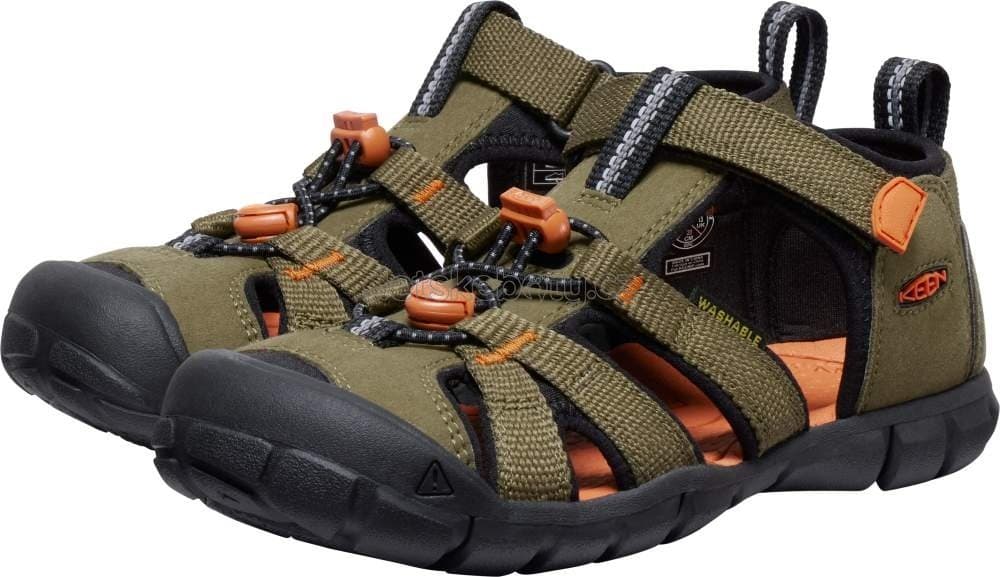 Dětské sandály Keen  Seacamp II CNX children dark olive/gold flame Velikost: 30 - náhled 5