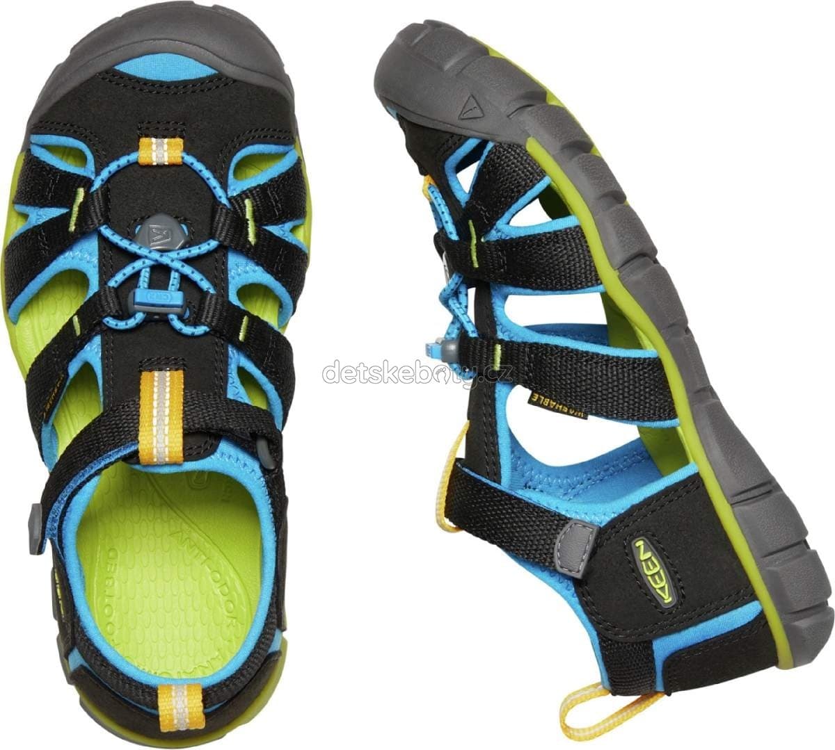 Dětské sandály Keen Seacamp II CNX children black/brilliant blue Velikost: 30 - náhled 5